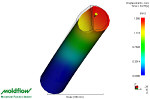 Core shift calculation based on filling pattern and pressure distribution - the analysis shows the core movement and the real wall thickness after moulding.